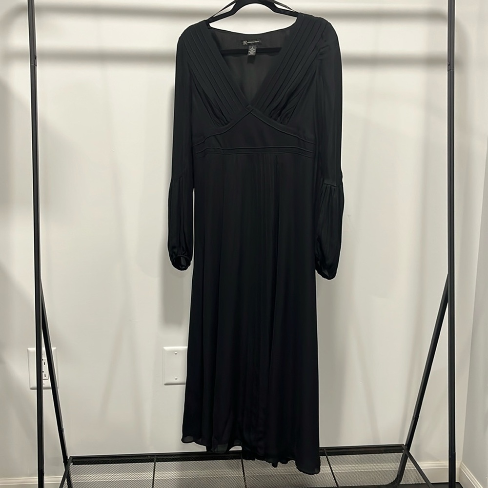 I.N.C International Concepts long sleeve black dress, 100% silk, size S.